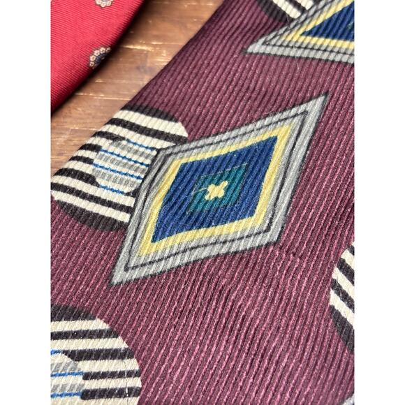 Lot of 2 Robert Talbott for J.D. Howell Red Burgandy Patterned Silk Neckties - Picture 4 of 6